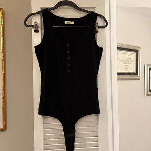 Madewell Button-Up Henley Body Suit - Size M - Black - NWOT!